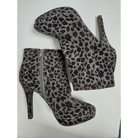 Worthington Ankle Booties Women's 7M Leopard Print Side Zip Stiletto Platforms - Picture 3 of 9